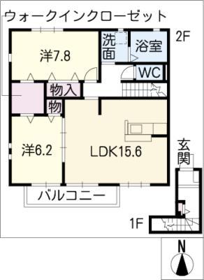 フレーズベルジュ(2LDK/2階)の間取り写真