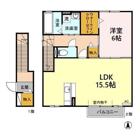 ビラ カメリヤ(1LDK/2階)の間取り写真