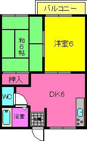 アルバートパークA棟(2DK/2階)の間取り写真