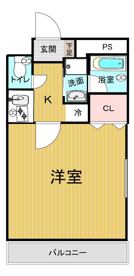 ピアグロリア奥田(1K/2階)の間取り写真