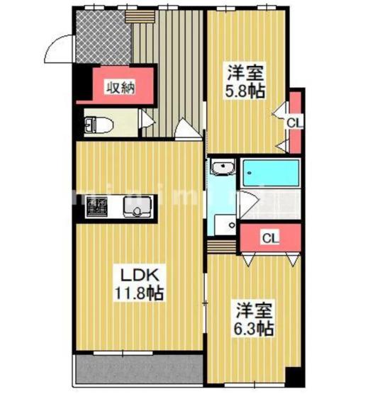 リーベVII(2LDK/2階)の間取り写真