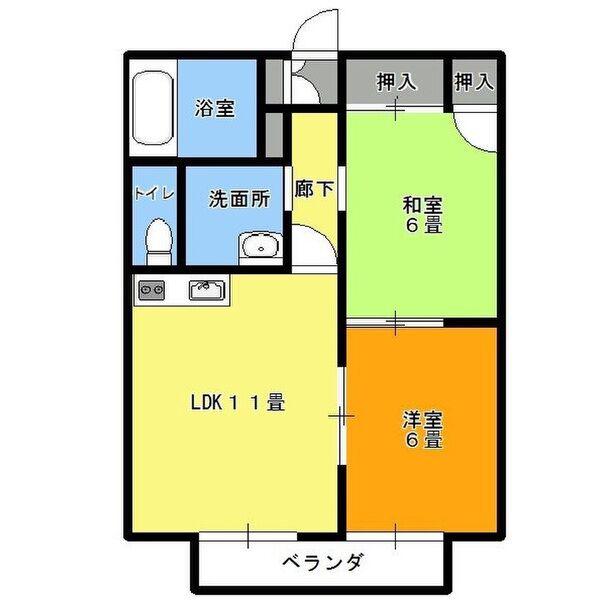 プリムローズ参番館(2LDK/2階)の間取り写真