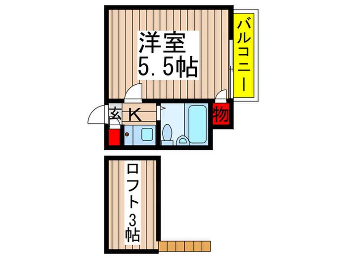 RIO勝田台(1K/2階)の間取り写真