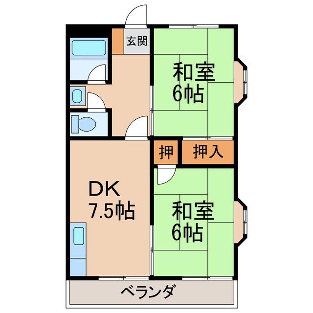 柿の木坂マンション(2DK/3階)の間取り写真