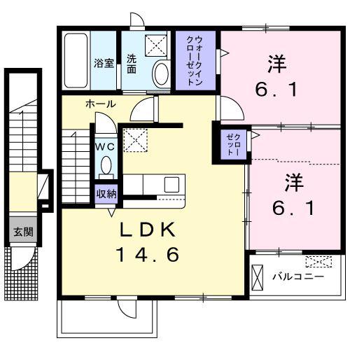 ルチル VII(2LDK/2階)の間取り写真