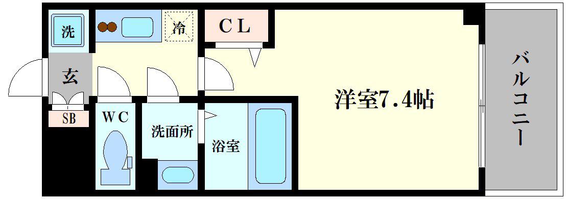 ファステート難波デラックス(1K/12階)の間取り写真