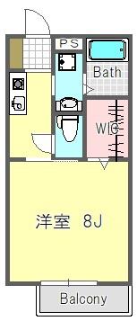 ヴェルデ久末I(1K/1階)の間取り写真
