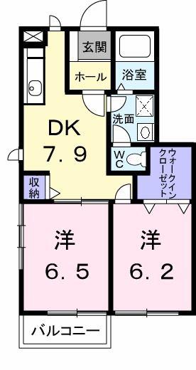 オーブリーアサノB(2DK/1階)の間取り写真