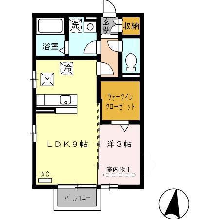 グランモア桜(1LDK/1階)の間取り写真