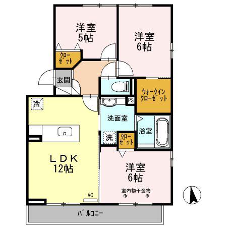 マルベリータウン カノン(3LDK/3階)の間取り写真