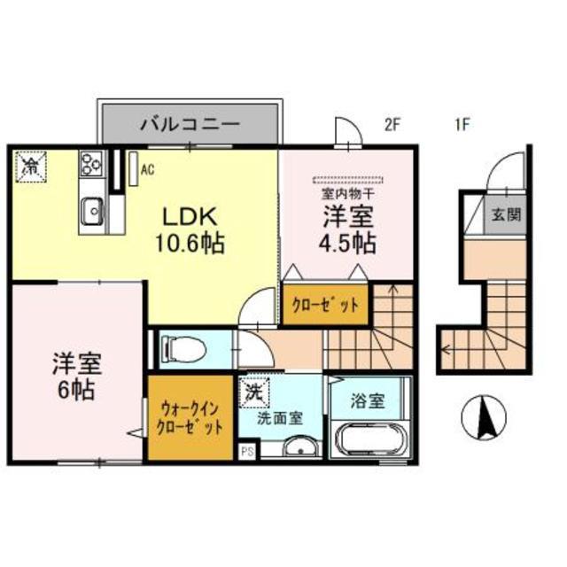 ハーク セゾン(2LDK/2階)の間取り写真