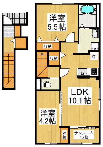 ルーラル パインズ(2LDK/2階)の間取り写真