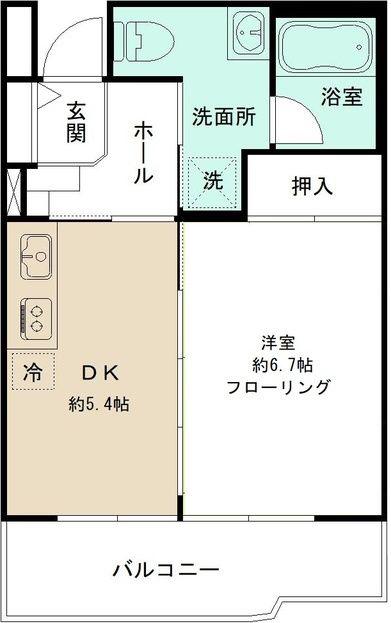 OPAL上野毛(1DK/2階)の間取り写真