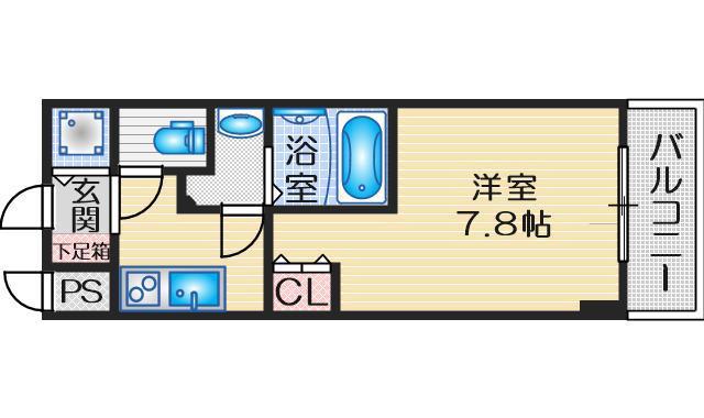BPRレジデンス江坂(1K/2階)の間取り写真
