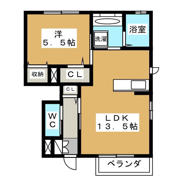 レジデンス・フラワー A(1LDK/1階)の間取り写真