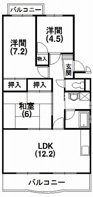 ベルクール(3LDK/1階)の間取り写真