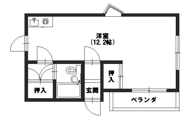 エバグリーンヴィラ小佃(ワンルーム/1階)の間取り写真