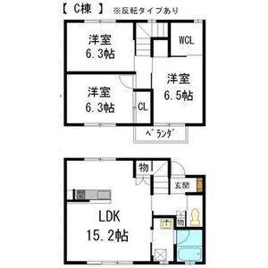 バンクーバー1106 C棟(3LDK/1階)の間取り写真