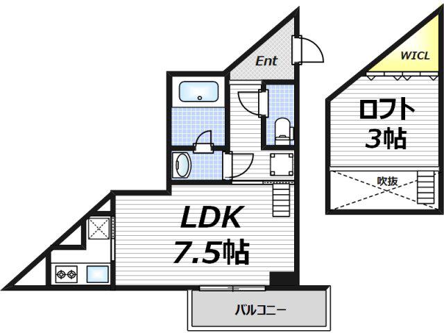 スタジオAPT.ウッドハウス(1LDK/8階)の間取り写真