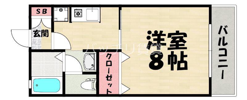 セジュールMS(1K/2階)の間取り写真