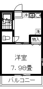ディアシティ(1K/2階)の間取り写真