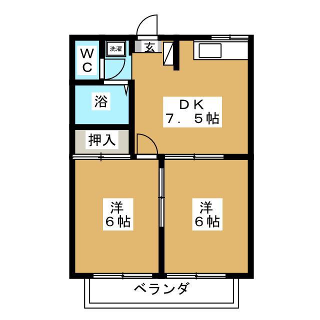 メゾンリエールIII(2DK/1階)の間取り写真
