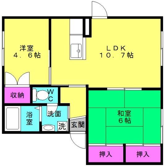グランシード住吉A・B・C(2LDK/2階)の間取り写真