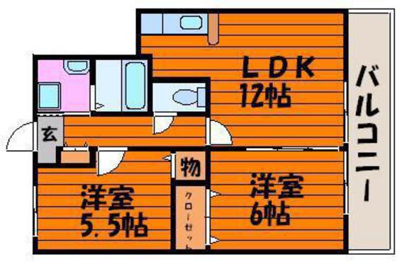 フォブール西市(2LDK/3階)の間取り写真