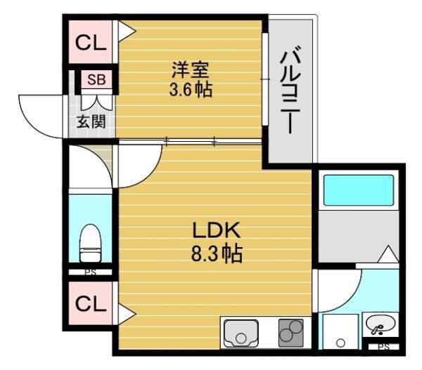 D PORTA BIJOU(1LDK/3階)の間取り写真