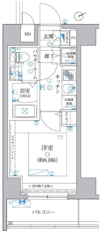 レアライズ川崎(1K/8階)の間取り写真