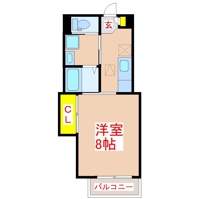 ラピス下荒田(1K/1階)の間取り写真
