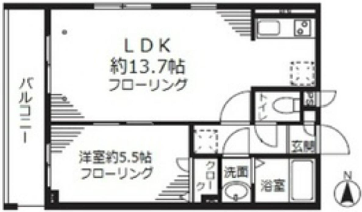 シャルマントミール(1LDK/2階)の間取り写真