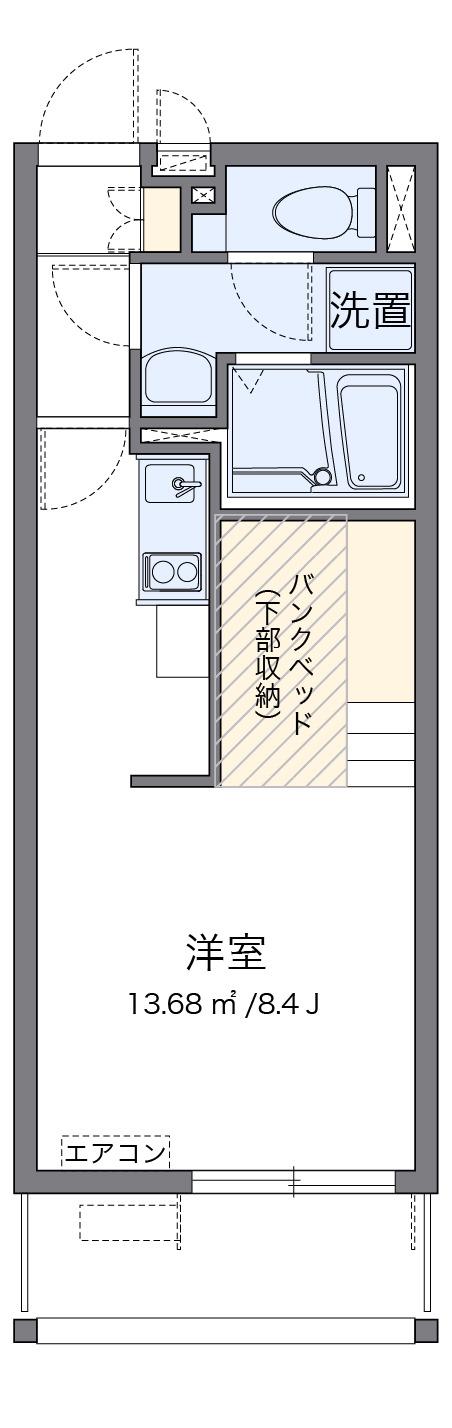 ミランダ万場山I(ワンルーム/2階)の間取り写真