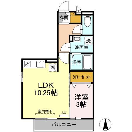 プリム・ベール(1LDK/2階)の間取り写真