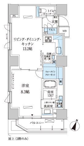 パークアクシス赤坂見附(1LDK/3階)の間取り写真