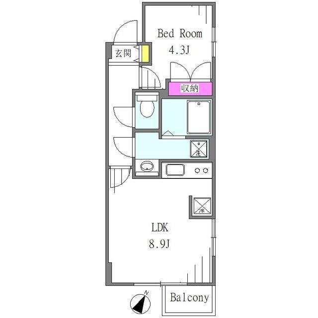 LAPIS西新宿五丁目 部屋番号304(1LDK/3階)の間取り写真