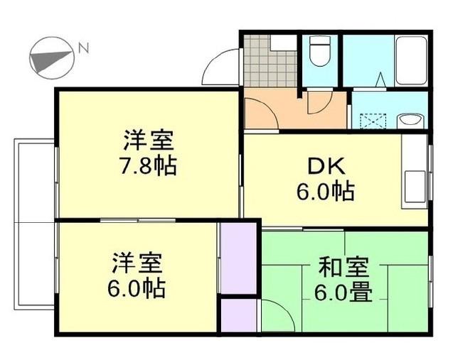 大島アパート(3DK/2階)の間取り写真