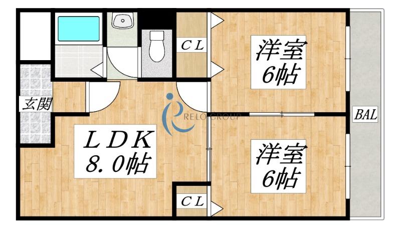 ボワ・ドゥ・ヴァンセンヌ(2LDK/3階)の間取り写真