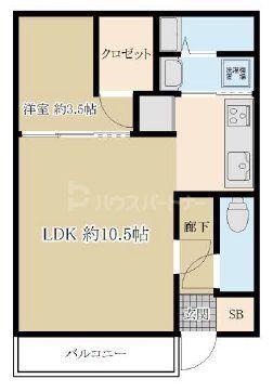 コンフォート青井II(1LDK/2階)の間取り写真