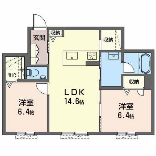 ヴィオレッタ(2LDK/1階)の間取り写真