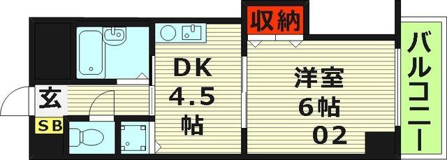 ノルデンハイム今福(1DK/6階)の間取り写真
