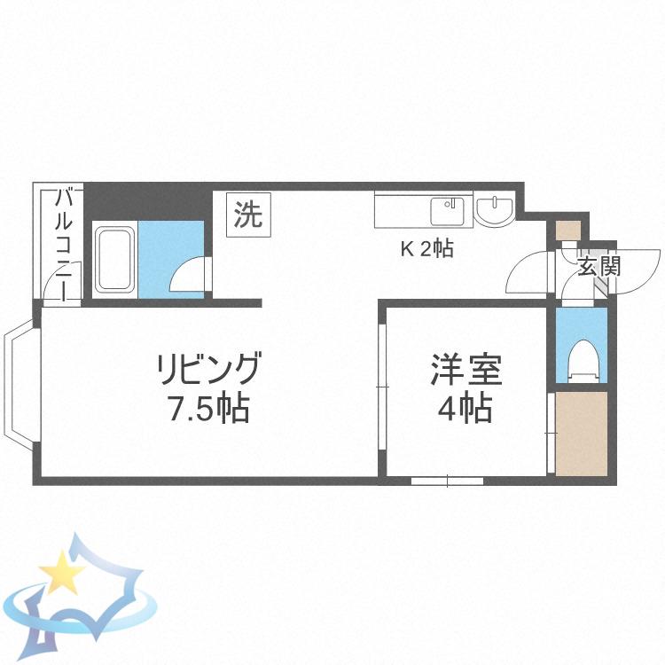 グレースコート石山通(1LDK/5階)の間取り写真