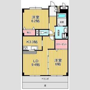 フローラ池上台(2LDK/1階)の間取り写真