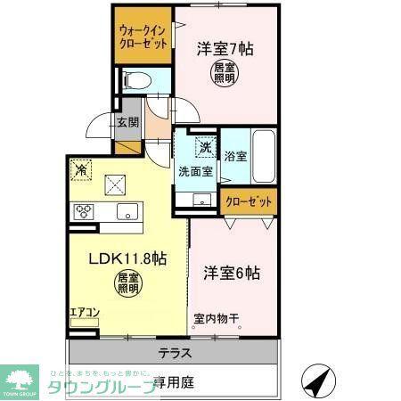 グラン・レ・ジェイド(2LDK/1階)の間取り写真