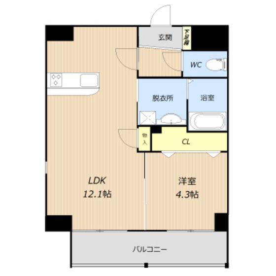 LIBTH熊本駅西(1LDK/9階)の間取り写真