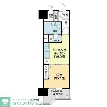 ライオンズプラザ長町中央(1DK/2階)の間取り写真