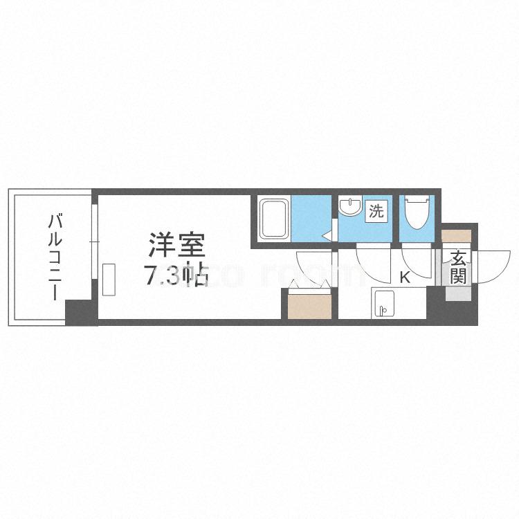 ジュネーゼグラン福島EBIE(1K/2階)の間取り写真