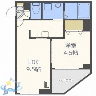 レジディア北二条イーストⅢ(1LDK/11階)の間取り写真