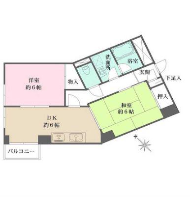 ラヴィーナ門前仲町(2DK/1階)の間取り写真