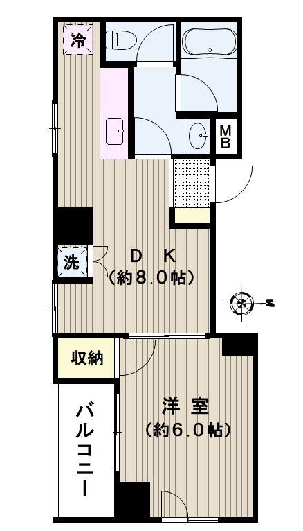 オリーブ白山(1DK/3階)の間取り写真